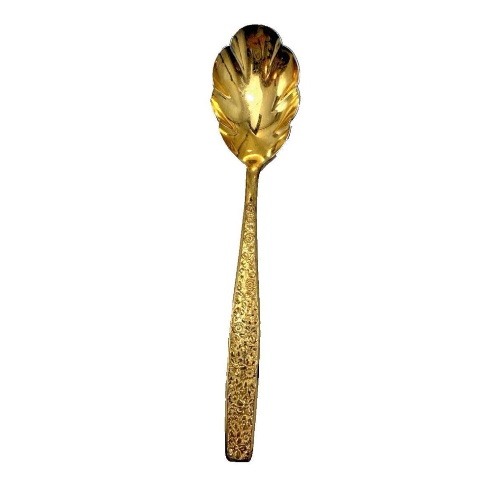 Rogers Cutlery Co Golden Spring Garden Sugar Shell Spoon 5 7/8" Intl Silver